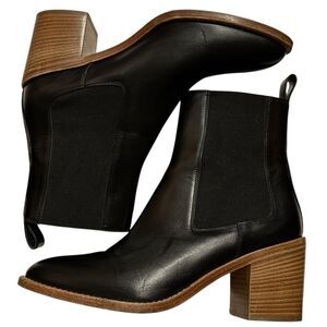 Jenni Kayne Frankie Elegant Black Leather Chelsea Ankle Luxury Boots 7